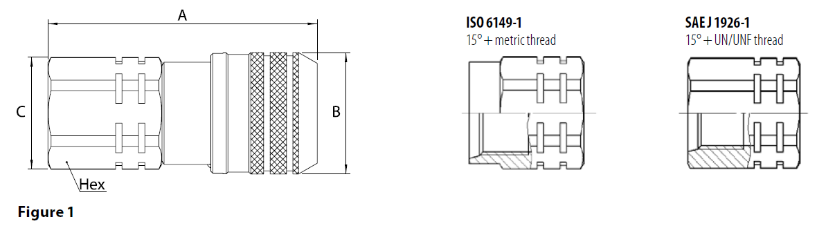 Hansen FF Series product figure and end-connection reference